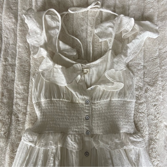 🌿|NWT| Anthropologie Pilcro Ruffled Smocked-Waist Button Front Midi Dress - Picture 7 of 12